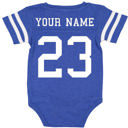 6M Royal Personalized Football Jersey Bodysuit for Babies with Front & Back Printing