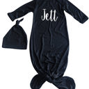 3M Black Personalized Knotted Gown with Lush Font + Matching Knotted Hat