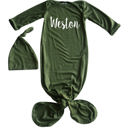 3M Olive Personalized Knotted Gown with Lush Font + Matching Knotted Hat