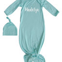 3M Seafoam Personalized Knotted Gown with Lush Font + Matching Knotted Hat