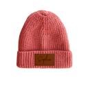 6-24 Month Pink Personalized Baby & Kids Knit Hat with Leather Name Patch