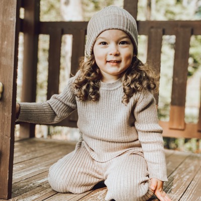 Soft Knit Baby Outfit - Matching Long Sleeve Pants, Top, and Hat Set