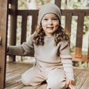  Soft Knit Baby Outfit - Matching Long Sleeve Pants, Top, and Hat Set