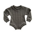 12M Dark Gray Soft Knit Baby Long Sleeve Bodysuit - Cozy Sweater Top