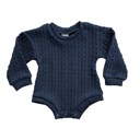 12M Navy Soft Knit Baby Long Sleeve Bodysuit - Cozy Sweater Top