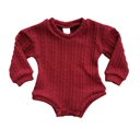 12M Red Soft Knit Baby Long Sleeve Bodysuit - Cozy Sweater Top