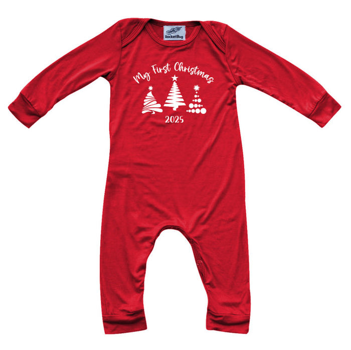 First Christmas Silky Long Sleeve Baby Romper