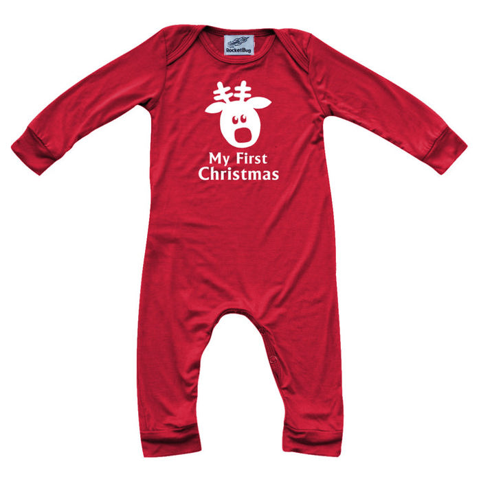 First Christmas Silky Long Sleeve Baby Romper