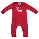12M Deer With Scarf Graphic Long Sleeve Red Christmas Romper