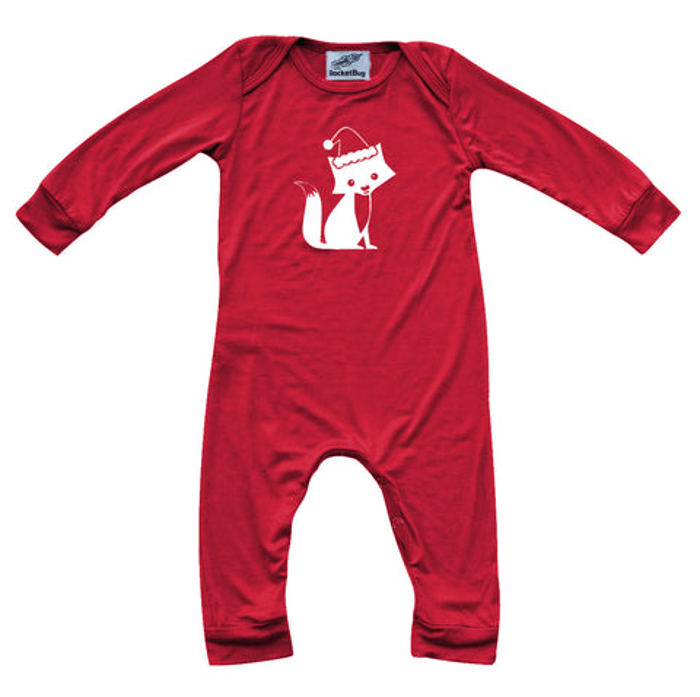 Graphic Long Sleeve Red Christmas Romper