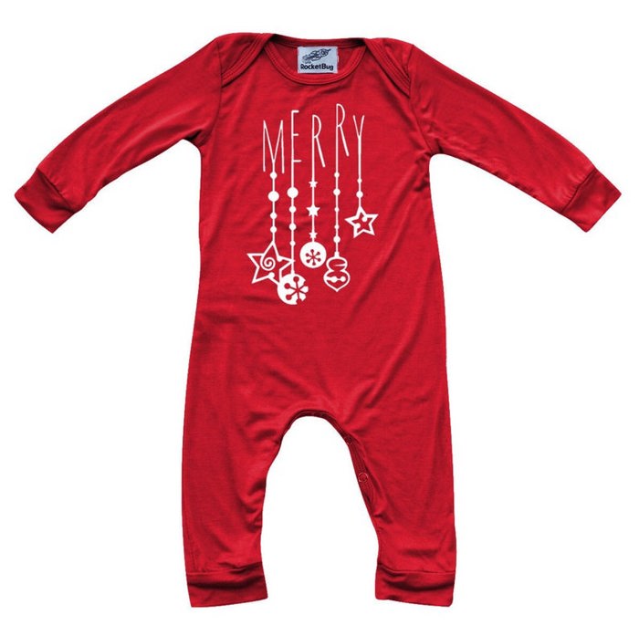 Graphic Long Sleeve Red Christmas Romper