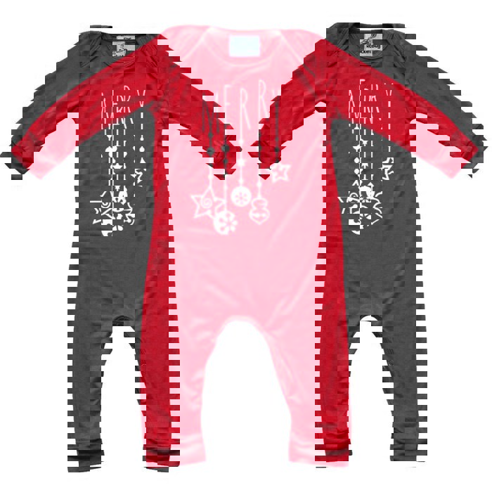 Graphic Long Sleeve Red Christmas Romper