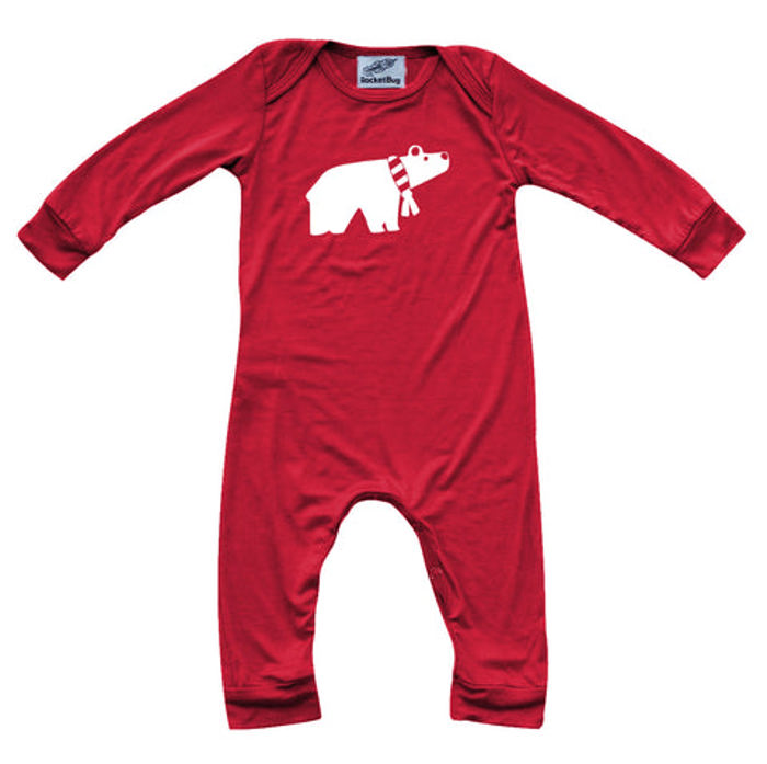 Graphic Long Sleeve Red Christmas Romper