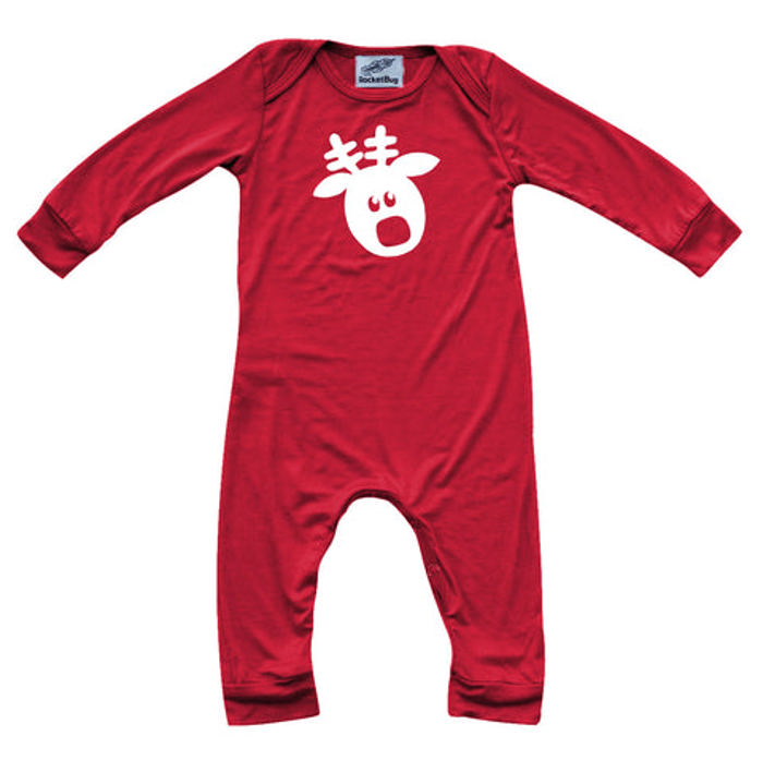 Graphic Long Sleeve Red Christmas Romper