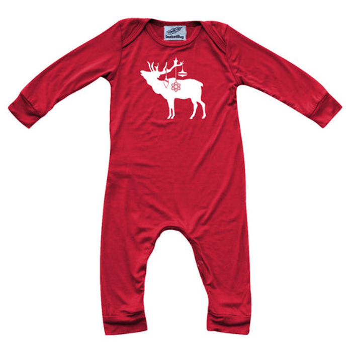 Graphic Long Sleeve Red Christmas Romper