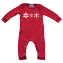 3M Snowflakes Graphic Long Sleeve Red Christmas Romper