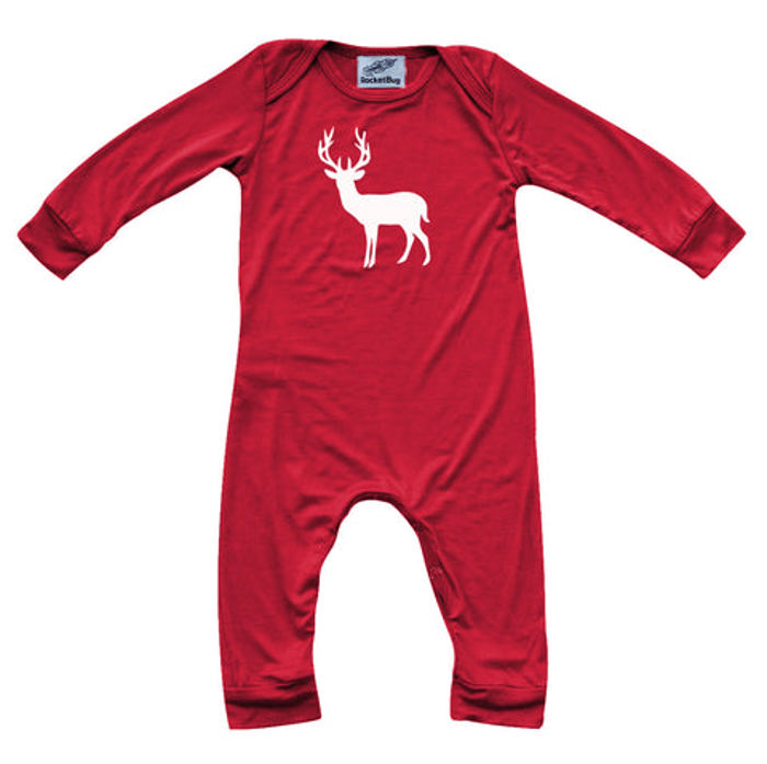 Graphic Long Sleeve Red Christmas Romper