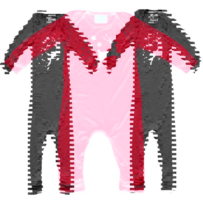 Graphic Long Sleeve Red Christmas Romper