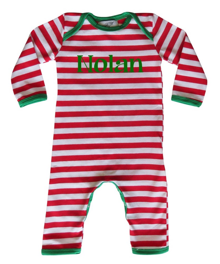 Personalized First Christmas Long Sleeve Baby Romper