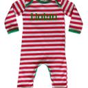 3M Red & White Stripe Personalized First Christmas Long Sleeve Baby Romper