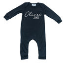 12M Black Personalized First + Middle Name Silky Baby Long Sleeve Romper