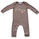 18M Light Heather Brown Personalized First + Middle Name Silky Baby Long Sleeve Romper