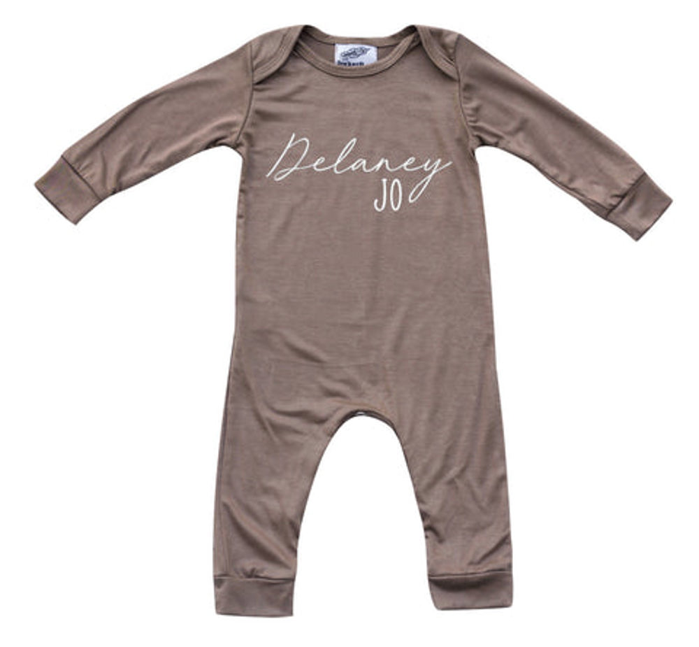 Personalized First + Middle Name Silky Baby Long Sleeve Romper