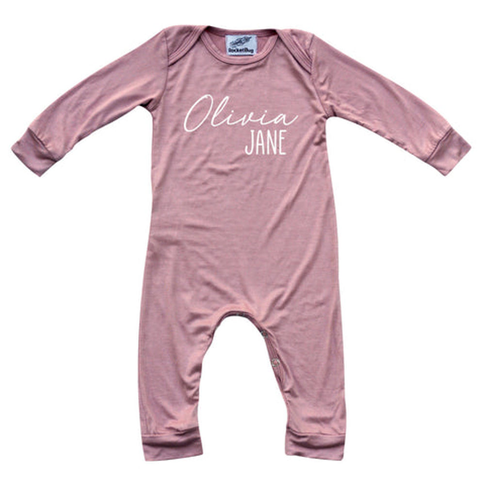 Personalized First + Middle Name Silky Baby Long Sleeve Romper