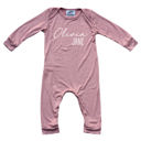 12M Dusty Rose Personalized First + Middle Name Silky Baby Long Sleeve Romper