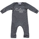 12M Dark Heather Gray Personalized First + Middle Name Silky Baby Long Sleeve Romper