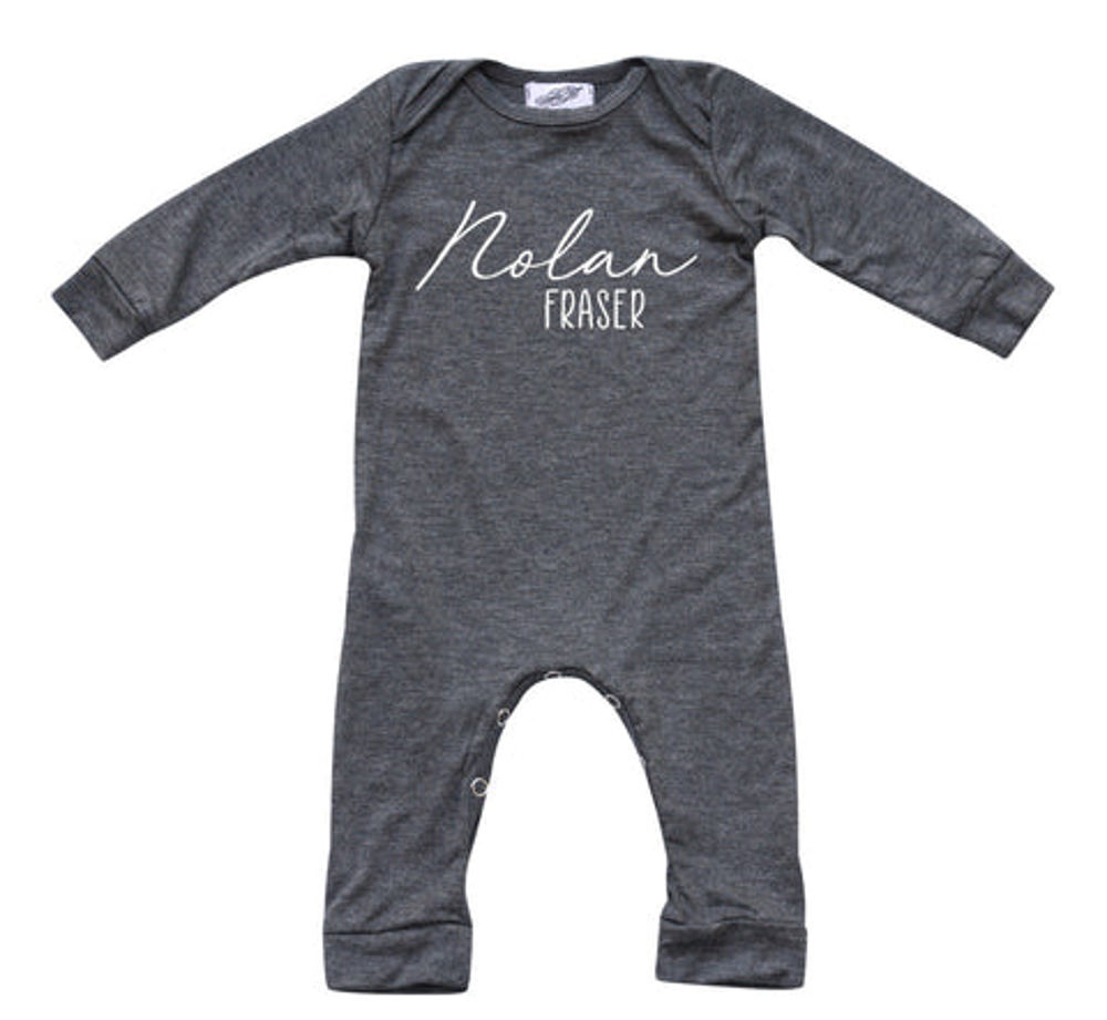 Personalized First + Middle Name Silky Baby Long Sleeve Romper