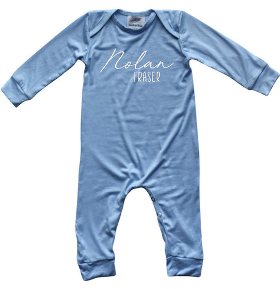 Personalized First + Middle Name Silky Baby Long Sleeve Romper