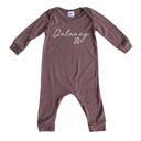 18M Dark Mauve Personalized First + Middle Name Silky Baby Long Sleeve Romper