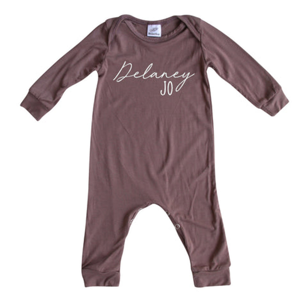 Personalized First + Middle Name Silky Baby Long Sleeve Romper