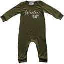 12M Olive Personalized First + Middle Name Silky Baby Long Sleeve Romper