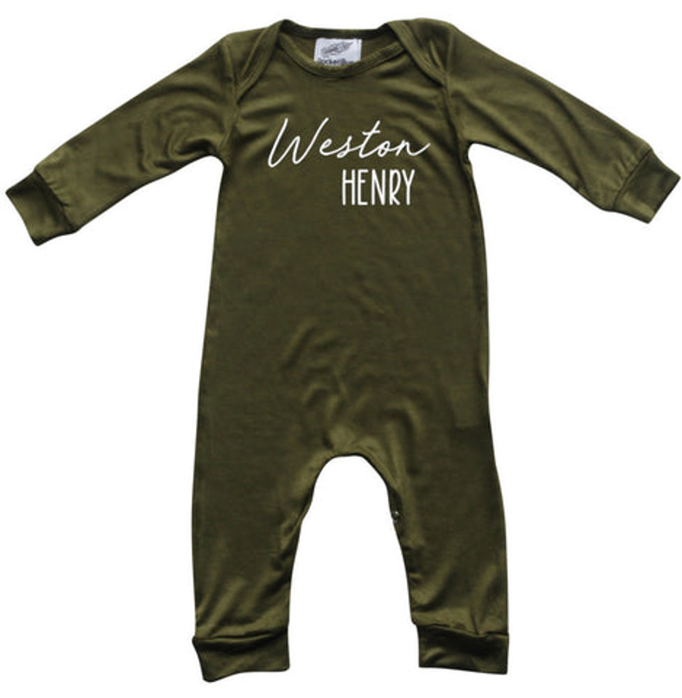 Personalized First + Middle Name Silky Baby Long Sleeve Romper