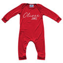 12M Red Personalized First + Middle Name Silky Baby Long Sleeve Romper