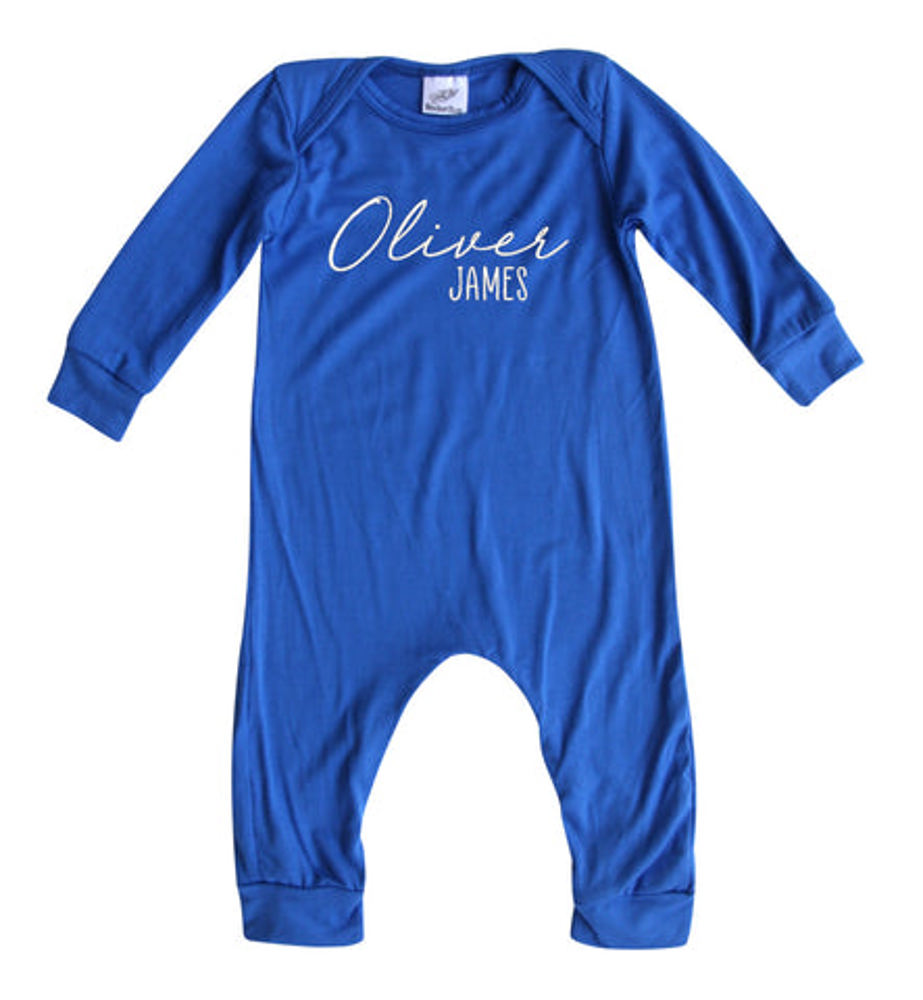 Personalized First + Middle Name Silky Baby Long Sleeve Romper