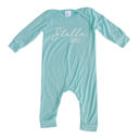 12M Seafoam Personalized First + Middle Name Silky Baby Long Sleeve Romper