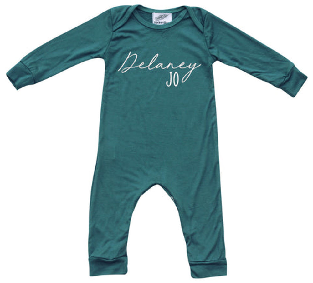 Personalized First + Middle Name Silky Baby Long Sleeve Romper