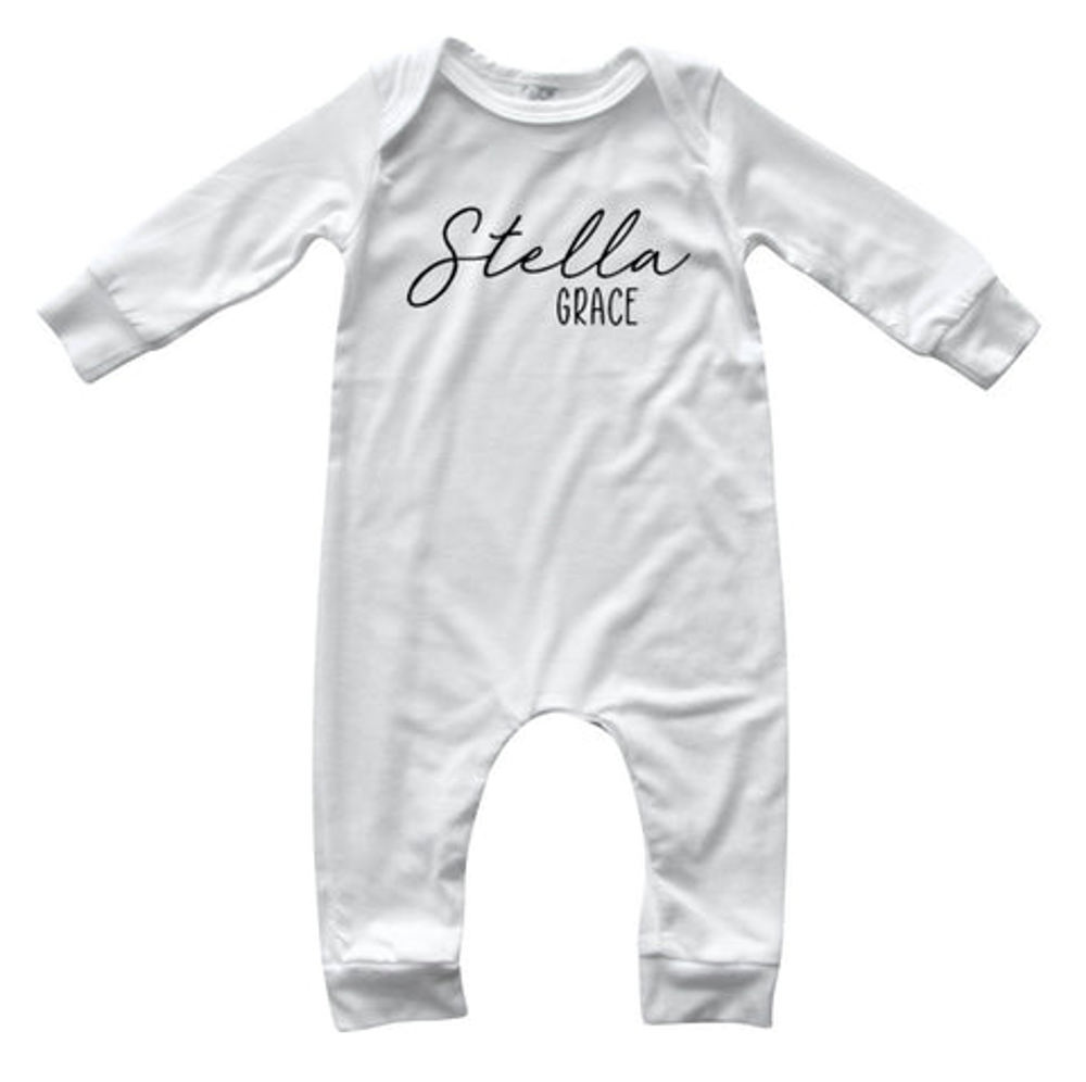 Personalized First + Middle Name Silky Baby Long Sleeve Romper