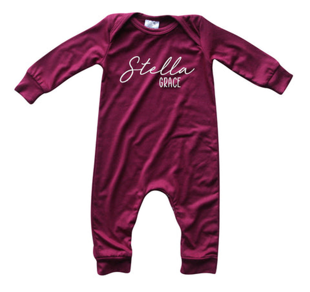 Personalized First + Middle Name Silky Baby Long Sleeve Romper