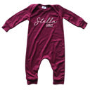 12M Wine Personalized First + Middle Name Silky Baby Long Sleeve Romper