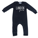12M Black Personalized Mod First  Middle Name Silky Baby Long Sleeve Romper