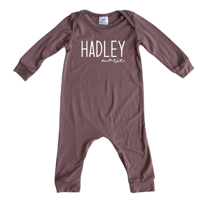 Personalized Mod First  Middle Name Silky Baby Long Sleeve Romper