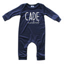 6M Navy Personalized Mod First  Middle Name Silky Baby Long Sleeve Romper