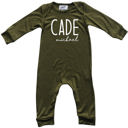 6M Olive Personalized Mod First  Middle Name Silky Baby Long Sleeve Romper