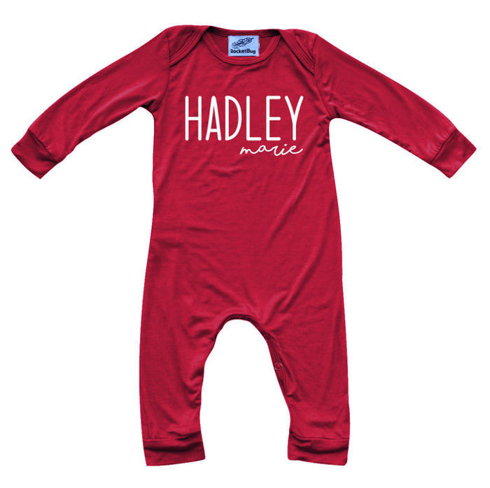 Personalized Mod First  Middle Name Silky Baby Long Sleeve Romper