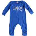 18M Royal Blue Personalized Mod First  Middle Name Silky Baby Long Sleeve Romper