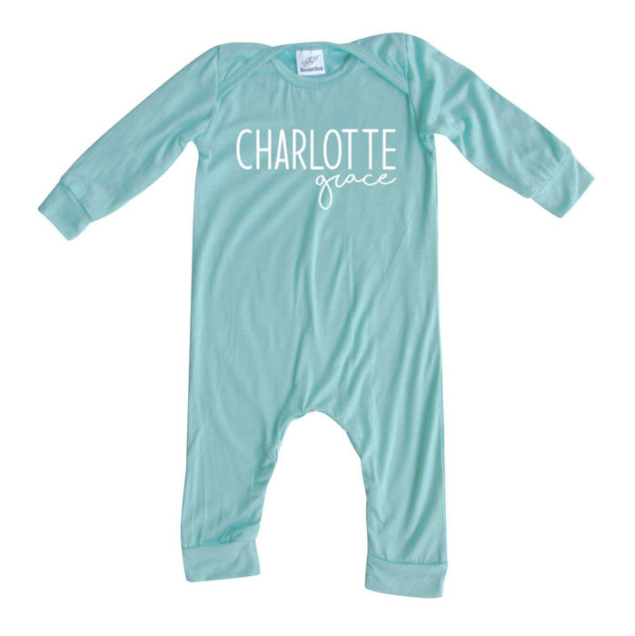 Personalized Mod First  Middle Name Silky Baby Long Sleeve Romper